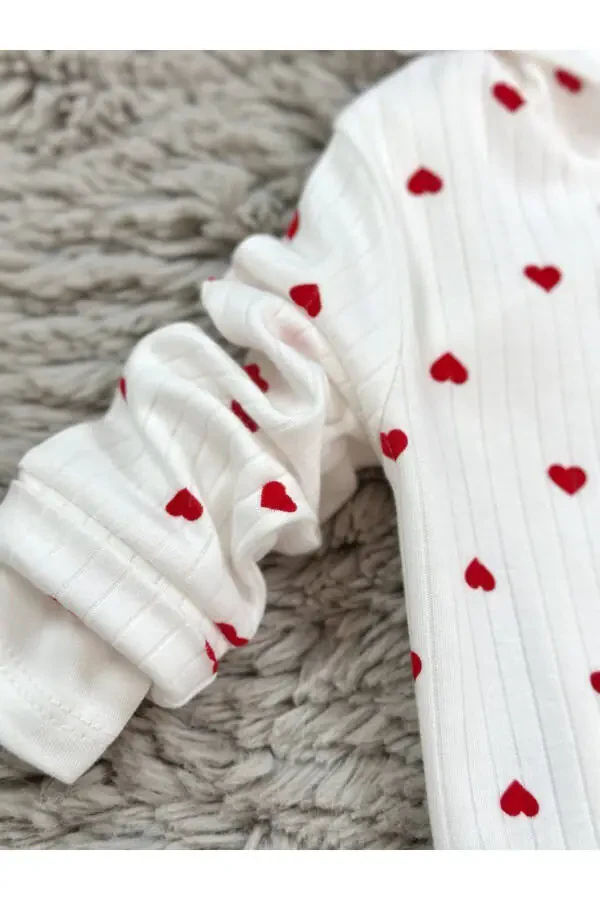 GIRL BABY HEART PATTERNED 3-PIECE SET - 6