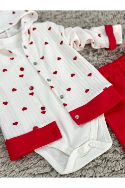 GIRL BABY HEART PATTERNED 3-PIECE SET - 6