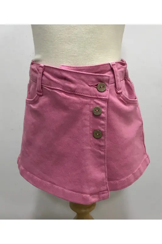 GIRL BABY JEAN SHORT SKIRT-PINK - 2