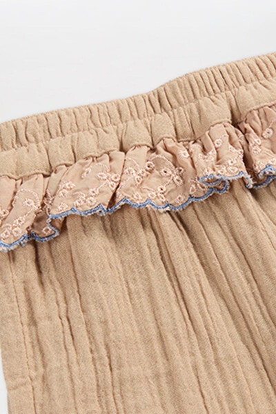 Girl Baby Lace Detailed Beige Pants-037 - 3