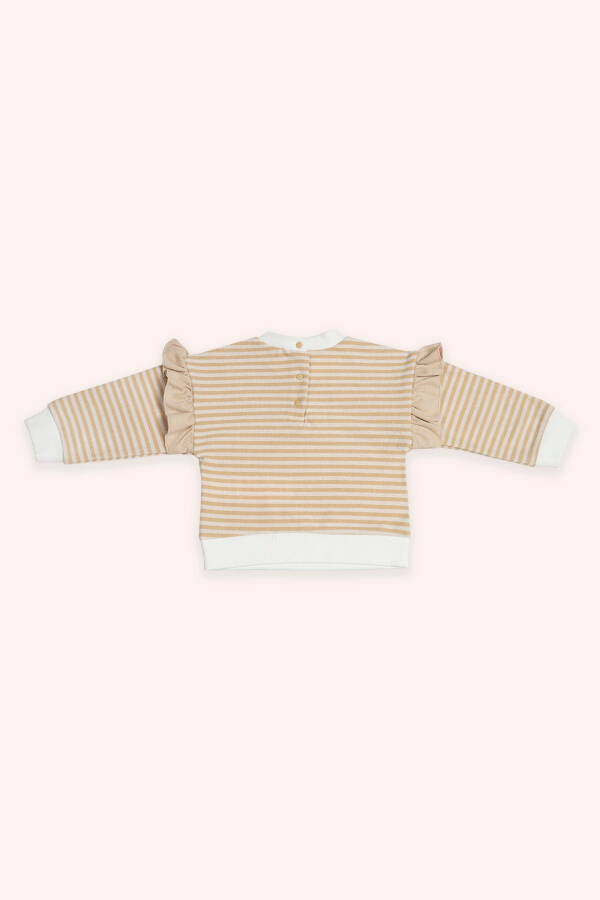 Girl Baby Line Patterned Beige Sweatshirt - 2