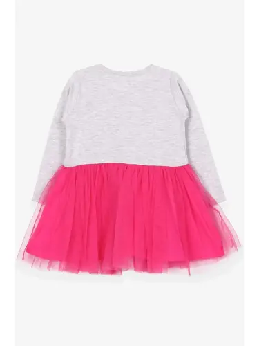 Girl Baby Long Sleeve Dress Printed Light Grey Melange (1.5 Years)-Gray - 4