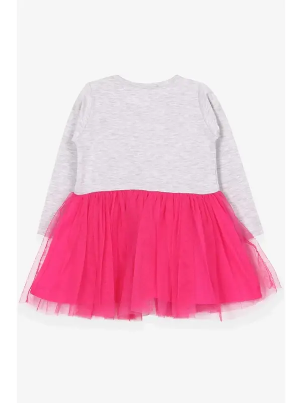 Girl Baby Long Sleeve Dress Printed Light Grey Melange (1.5 Years)-Gray - 4