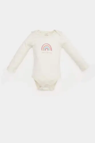 Girl Baby Newborn Bicycle Rainbow Print Long Sleeve Snap Bodysuit E6319A525SP - 1