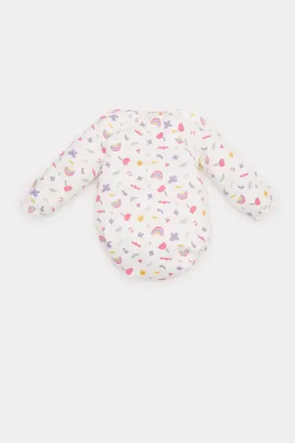 Girl Baby Newborn Bicycle Rainbow Print Waffle Long Sleeve Snap Body E2381A525SP - 5