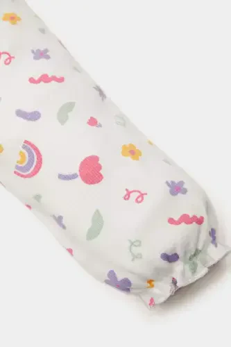 Girl Baby Newborn Bicycle Rainbow Print Waffle Long Sleeve Snap Body E2381A525SP - 3