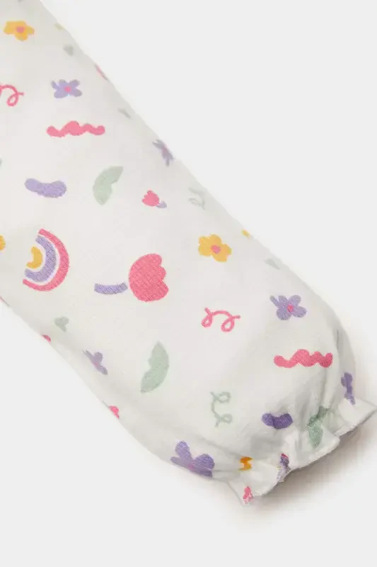 Girl Baby Newborn Bicycle Rainbow Print Waffle Long Sleeve Snap Body E2381A525SP - 3