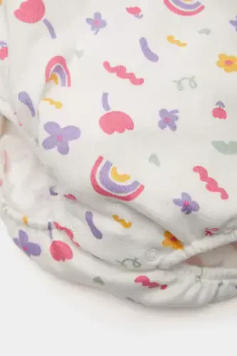 Girl Baby Newborn Bicycle Rainbow Print Waffle Long Sleeve Snap Body E2381A525SP - 4