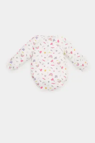 Girl Baby Newborn Bicycle Rainbow Print Waffle Long Sleeve Snap Body E2381A525SP - 5
