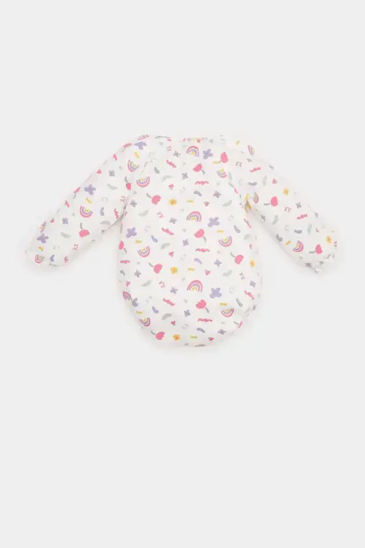Girl Baby Newborn Bicycle Rainbow Print Waffle Long Sleeve Snap Body E2381A525SP - 5
