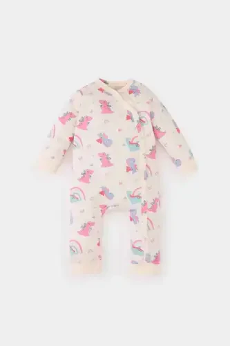 Girl Baby Newborn Dinosaur Print Knitted Long Sleeve Romper - 1
