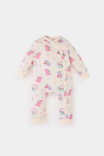 Girl Baby Newborn Dinosaur Print Knitted Long Sleeve Romper - 1