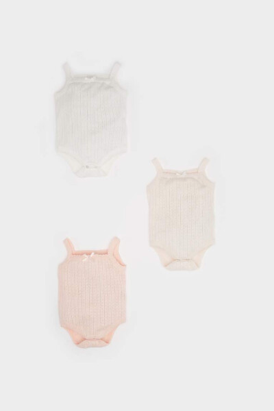 Girl Baby Newborn Square Neck 3-Pack Sleeveless Snap Bodysuit Light Pink - 1