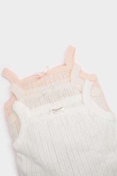 Girl Baby Newborn Square Neck 3-Pack Sleeveless Snap Bodysuit Light Pink - 2