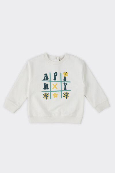 Girl Baby Printed Ecru Sweatshirt - PANÇO