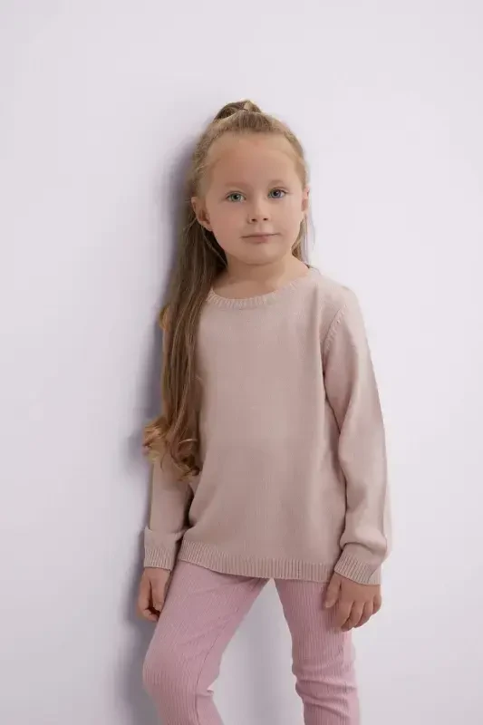 Girl Baby Regular Fit Crew Neck Sweater-Pink - 3