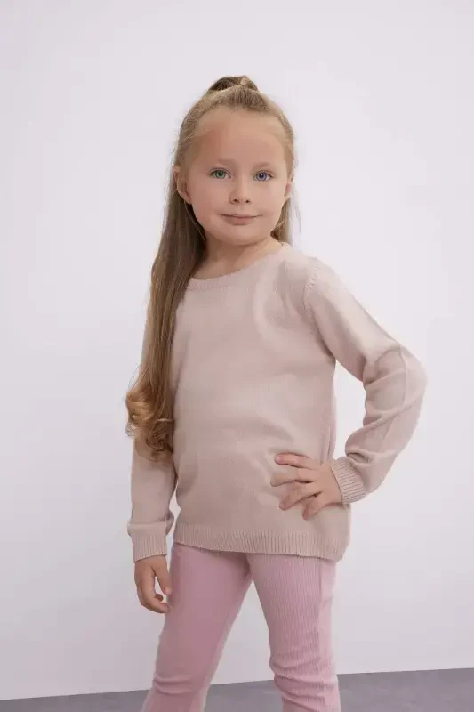 Girl Baby Regular Fit Crew Neck Sweater-Pink - 4