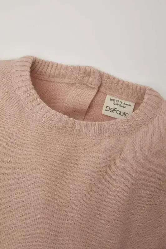 Girl Baby Regular Fit Crew Neck Sweater-Pink - 6