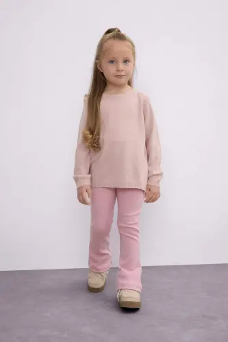 Girl Baby Regular Fit Crew Neck Sweater-Pink - 2