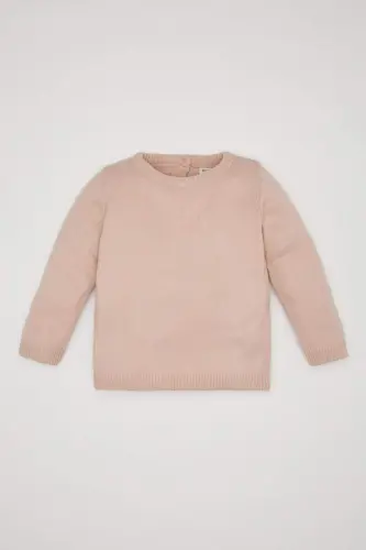 Girl Baby Regular Fit Crew Neck Sweater-Pink - 5