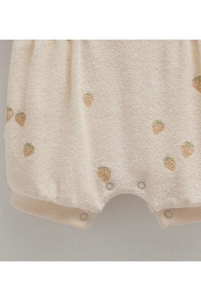 GIRL BABY ROMPER 100% COTTON STRAWBERRY PATTERNED WITH SNAPS FROM THE BOTTOM 2025 SUMMER SEASON - 3