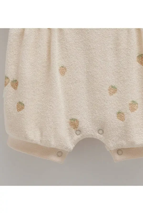 GIRL BABY ROMPER 100% COTTON STRAWBERRY PATTERNED WITH SNAPS FROM THE BOTTOM 2025 SUMMER SEASON - 3