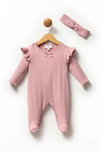 Girl Baby Snap Footed 100% Cotton Bandana Jumpsuit - 1