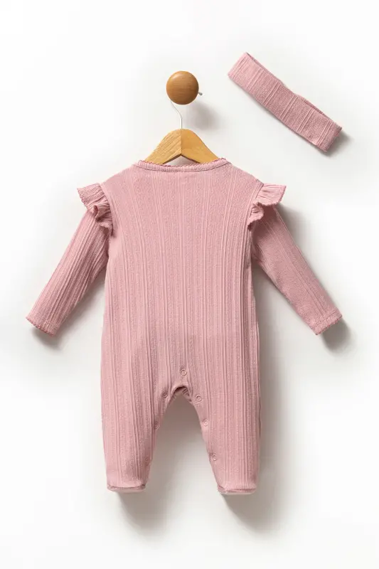 Girl Baby Snap Footed 100% Cotton Bandana Jumpsuit - 2