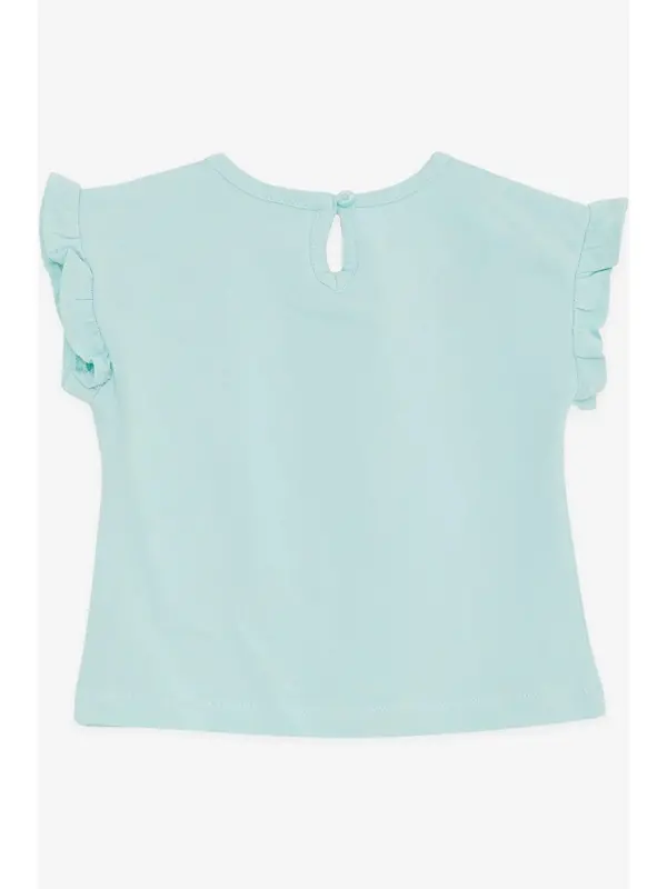 Girl Baby T-Shirt Sequin Colorful Strawberry Print Aquamarine (1.5 Age)-Turquoise - 2