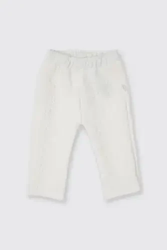 Girl Baby White Flower Patterned Pants - 1