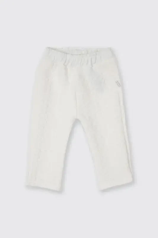 Girl Baby White Flower Patterned Pants - 1
