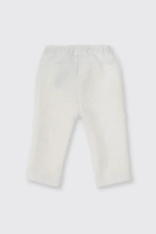 Girl Baby White Flower Patterned Pants - 2