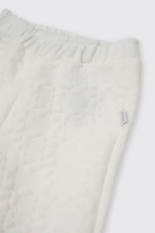 Girl Baby White Flower Patterned Pants - 3