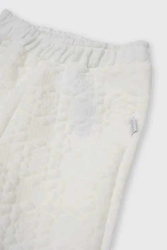 Girl Baby White Flower Patterned Pants - 3