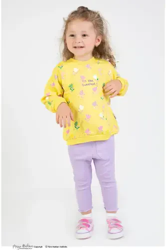 Girl Baby&Kids Two Thread Fabric Medium Thickness Knitted Basic Tracksuit Set-Yellow - 1