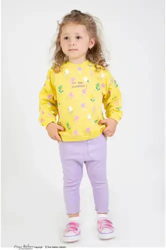 Girl Baby&Kids Two Thread Fabric Medium Thickness Knitted Basic Tracksuit Set-Yellow - 3