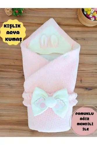 Girl Boy Baby Blanket Winter 100% Cotton Outer Swaddle Newborn Hospital Outfit Cover-powder - 3