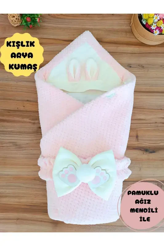 Girl Boy Baby Blanket Winter 100% Cotton Outer Swaddle Newborn Hospital Outfit Cover-powder - 3