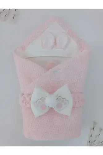 Girl Boy Baby Blanket Winter 100% Cotton Outer Swaddle Newborn Hospital Outfit Cover-powder - 6