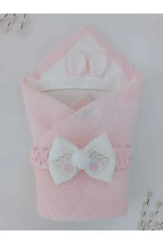 Girl Boy Baby Blanket Winter 100% Cotton Outer Swaddle Newborn Hospital Outfit Cover-powder - 6