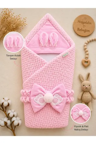 Girl Boy Baby Blanket Winter 100% Cotton Swaddle Newborn Hospital Outing Cover-pink 