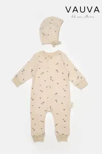 Girl Boy Baby Jumpsuit - 3-24 Months - Seasonal Jumpsuit with Hat-BROWN - 1