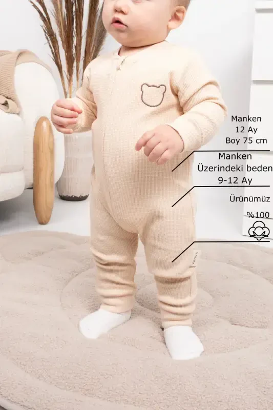 Girl Boy Baby Jumpsuit - 3-24 Months - Seasonal long sleeve Jumpsuit-MILK COFFEE - VAUVA