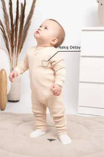 Girl Boy Baby Jumpsuit - 3-24 Months - Seasonal long sleeve Jumpsuit-MILK COFFEE - 4