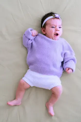 Girl Boy Baby Thessaloniki Knit Crew Neck Tricot Children's Sweater 6 Months-5 Years-lilac - 1