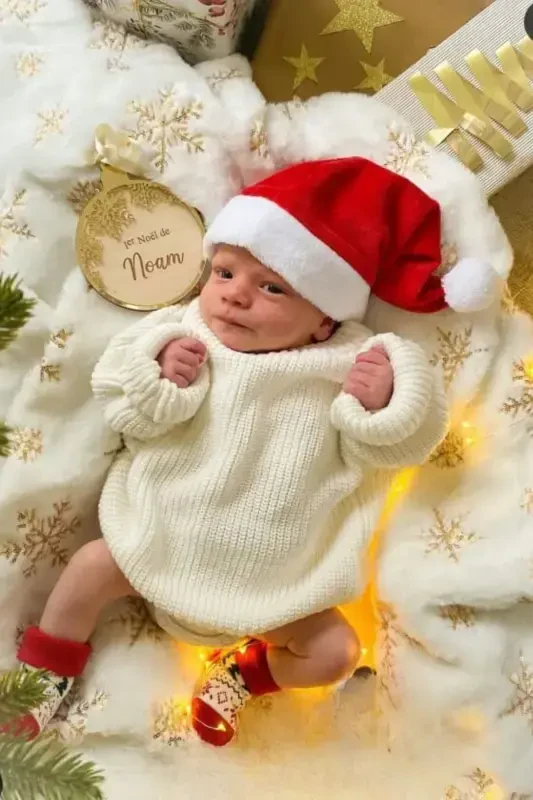 Girl Boy Baby Thessaloniki Knit Crew Neck Tricot Children's Sweater 6 Months-5 Years New Year Outfit Baby Christmas-Ecru - 1