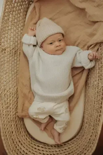 Girl Boy Baby Thessaloniki Knit Crew Neck Tricot Children's Sweater 6 Months-5 Years New Year Outfit Baby Christmas-Ecru - MINYTRENDY (1)