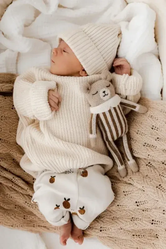 Girl Boy Baby Thessaloniki Knit Crew Neck Tricot Children's Sweater 6 Months-5 Years New Year Outfit Baby Christmas-Ecru - 4