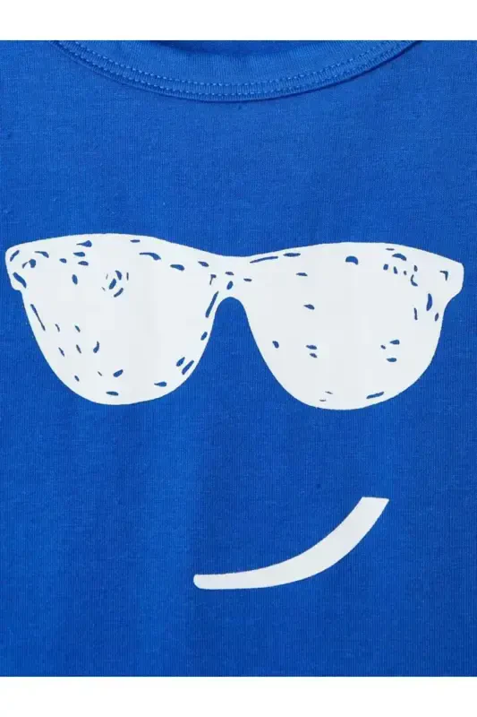 Girl-Boy Child Sax Blue Cool Printed Sleeveless T-Shirt-Short Set-saxblue1 - 3