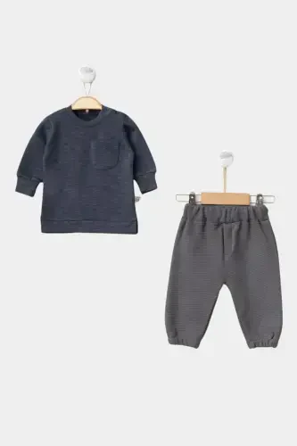 Girl Boy Newborn Baby 100% Cotton Sport Sweatshirt and Pants Casual 2-Piece Set-Smoked - MINYTRENDY (1)